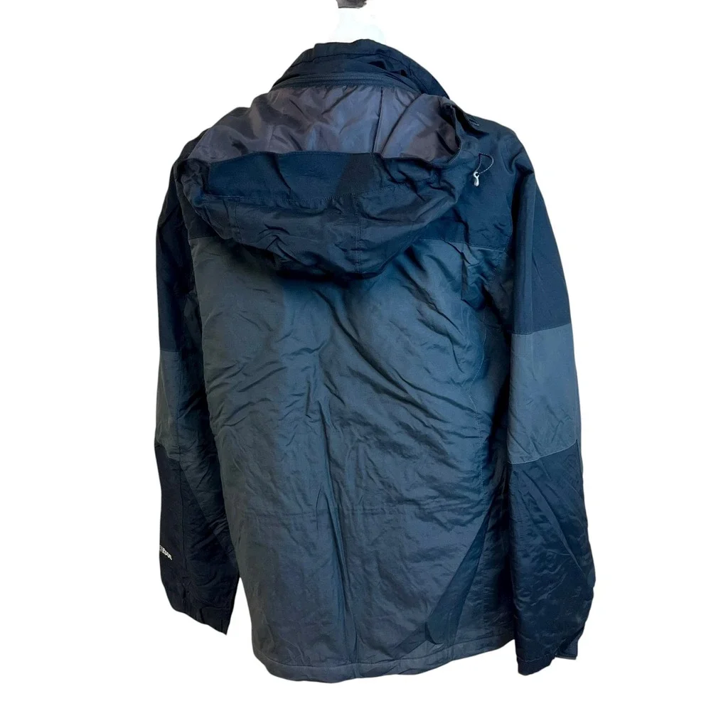 EDDIE BAUER Black Weather Edge Waterproof Breathable Jacket Hooded Size L Hiking